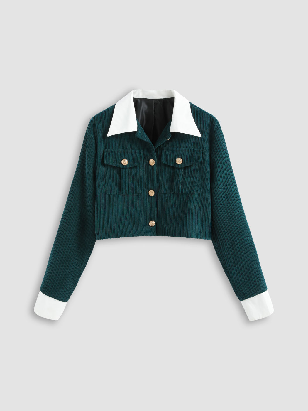 Cordjacke mit Kontrastkragen