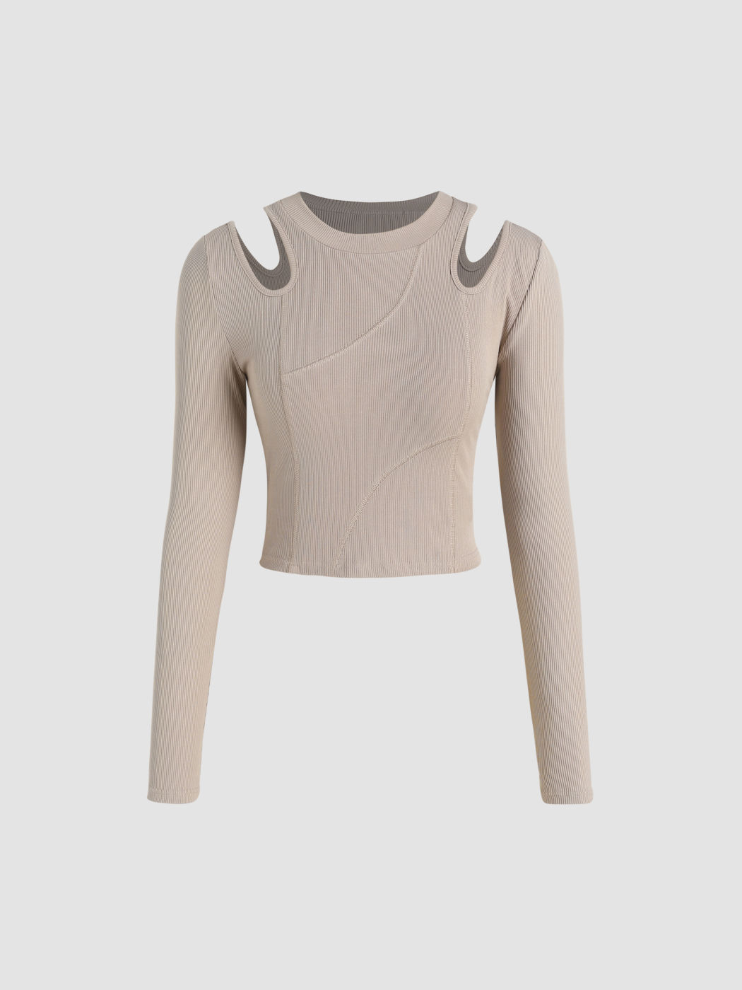 Langärmliges Crop-T-Shirt mit einfarbigem Schnitt