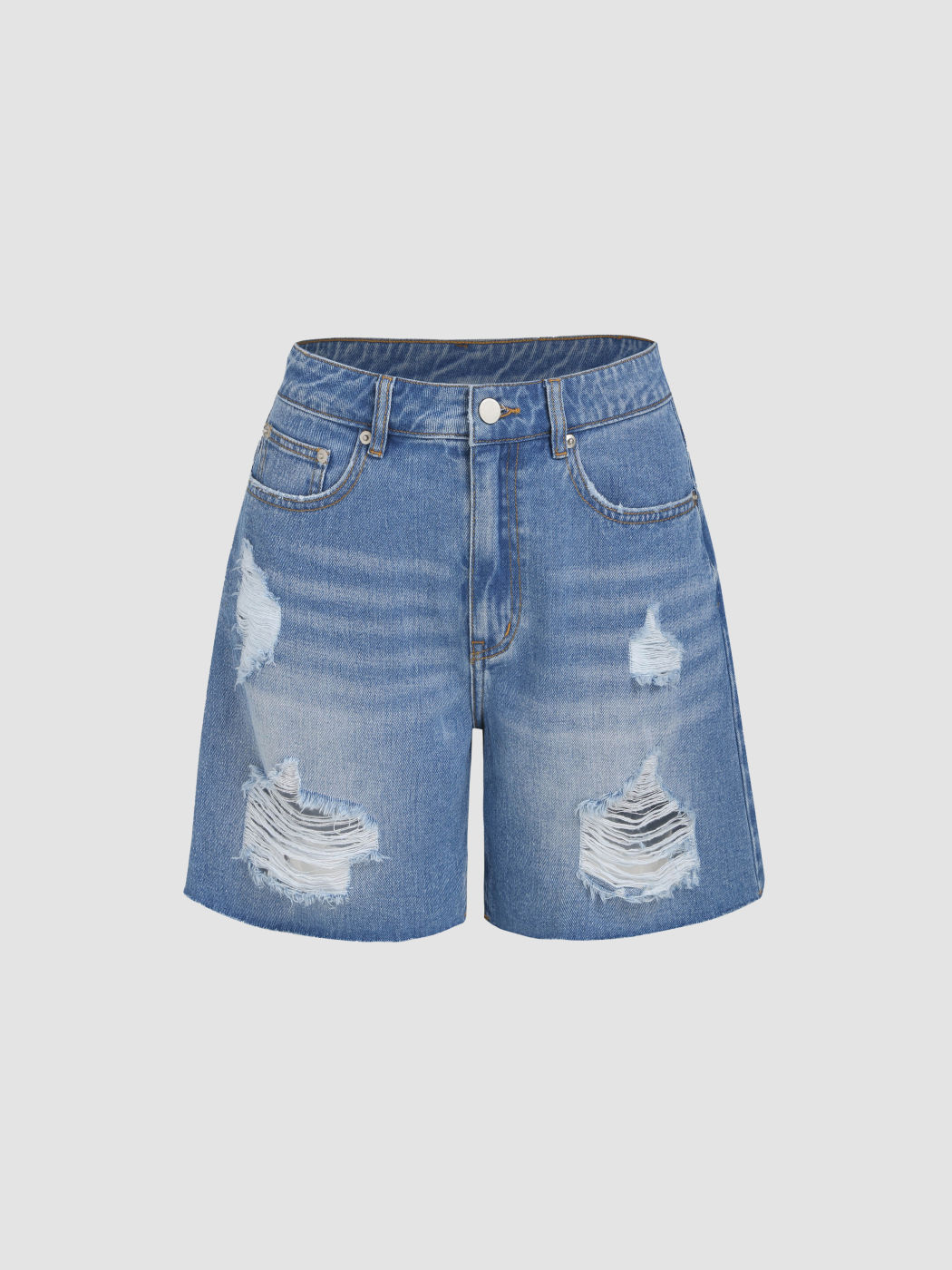  Recycelter Stoff Zerrissene Jeansshorts
