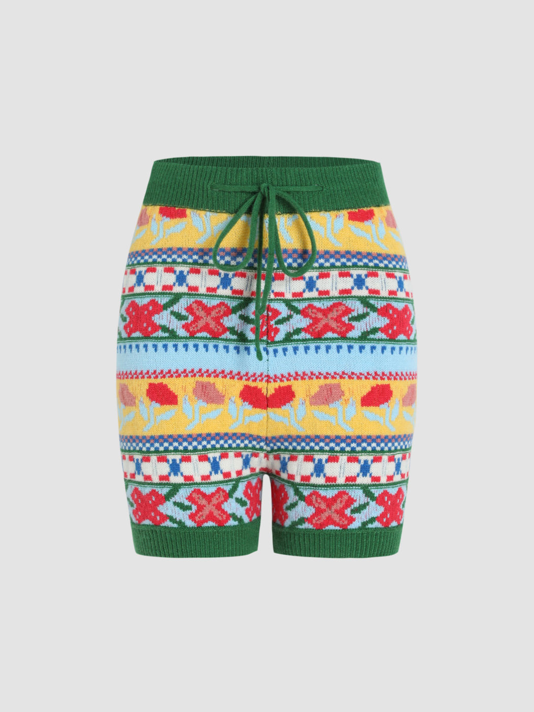 Floral Striped Knitted Shorts
