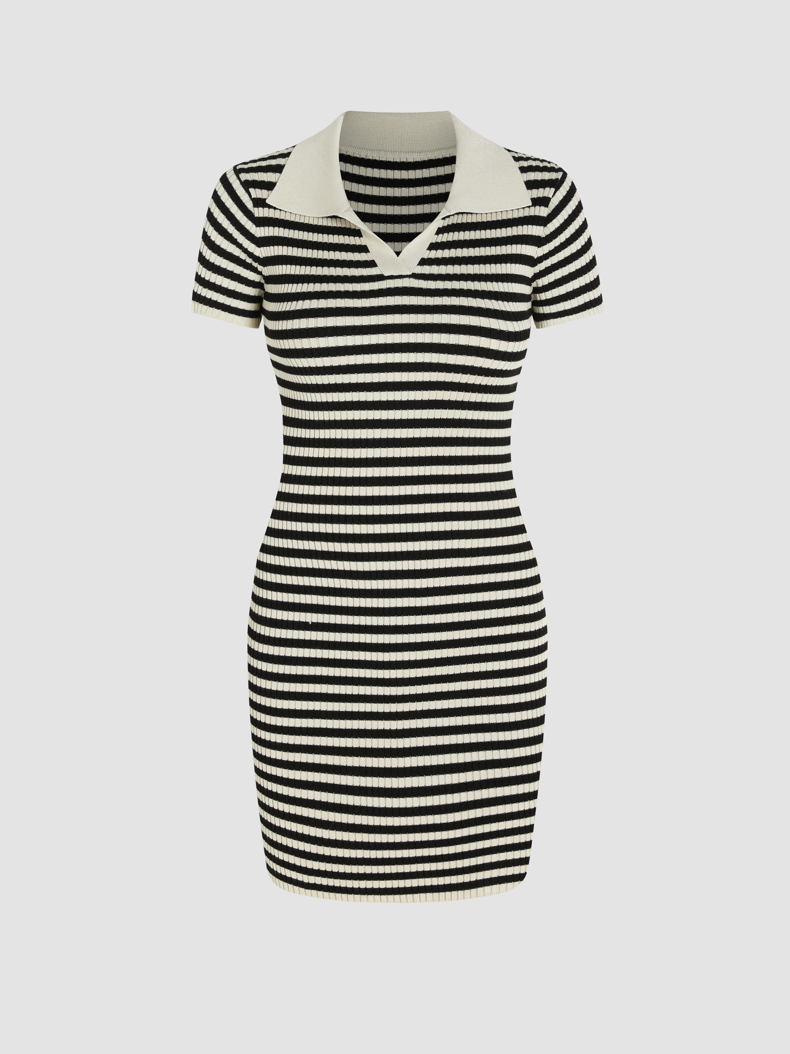 Stripe Polo Knitted Dress Cider
