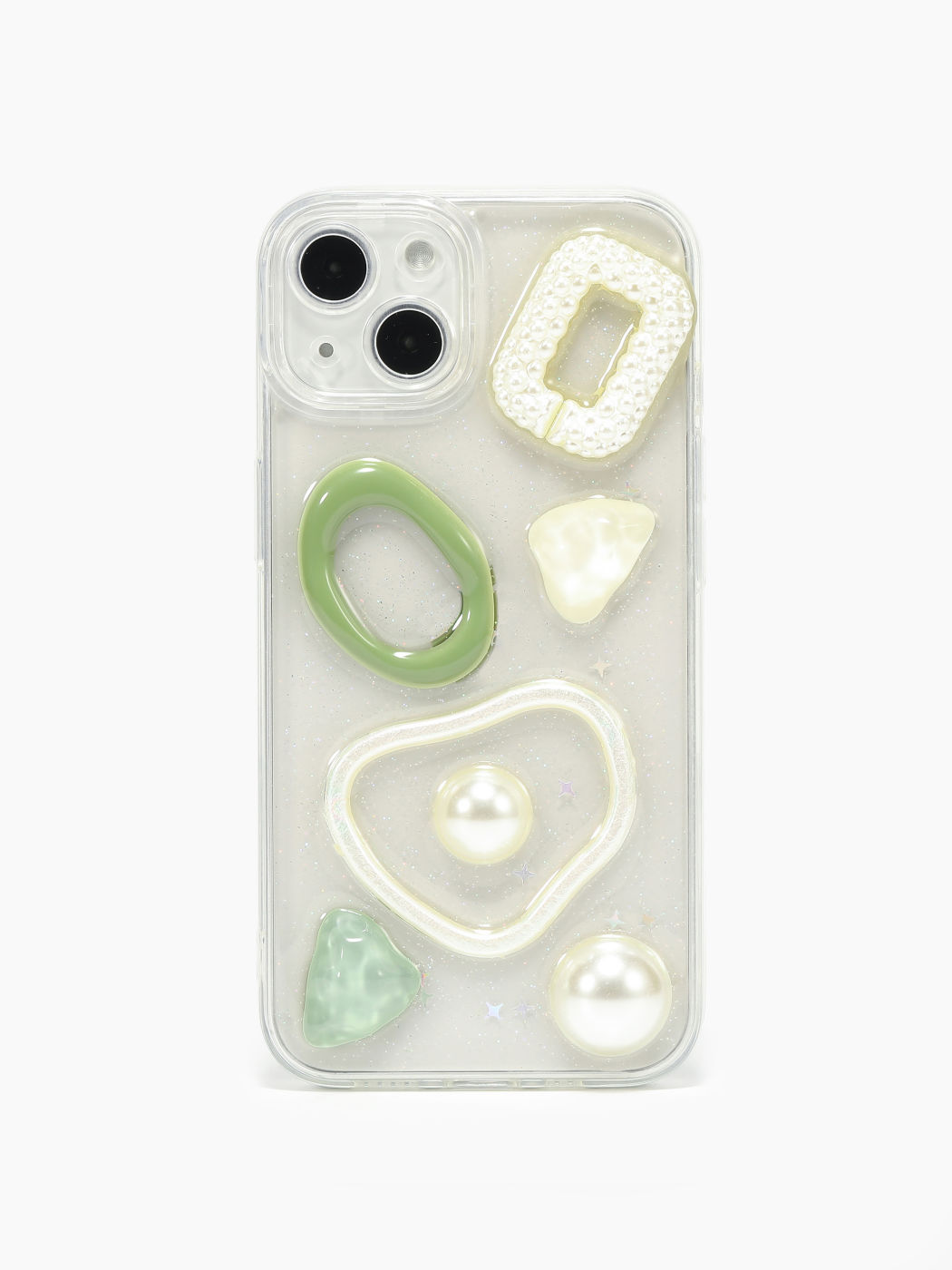 Transparenter geometrischer Faux-Perlen-Telefon-Kasten