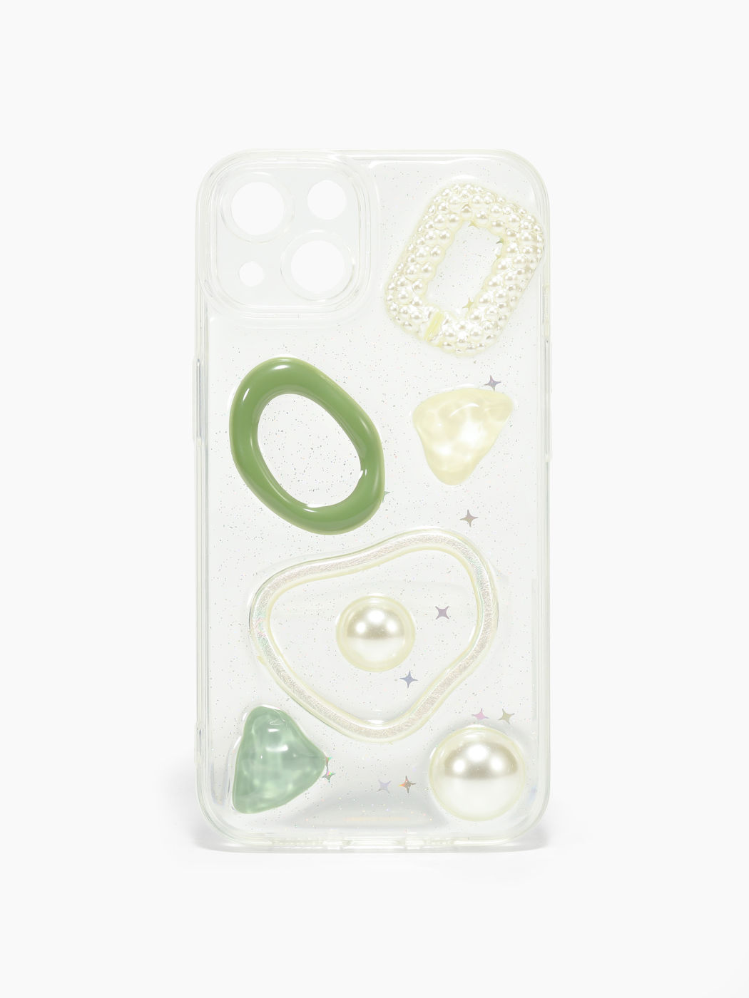 Transparenter geometrischer Faux-Perlen-Telefon-Kasten