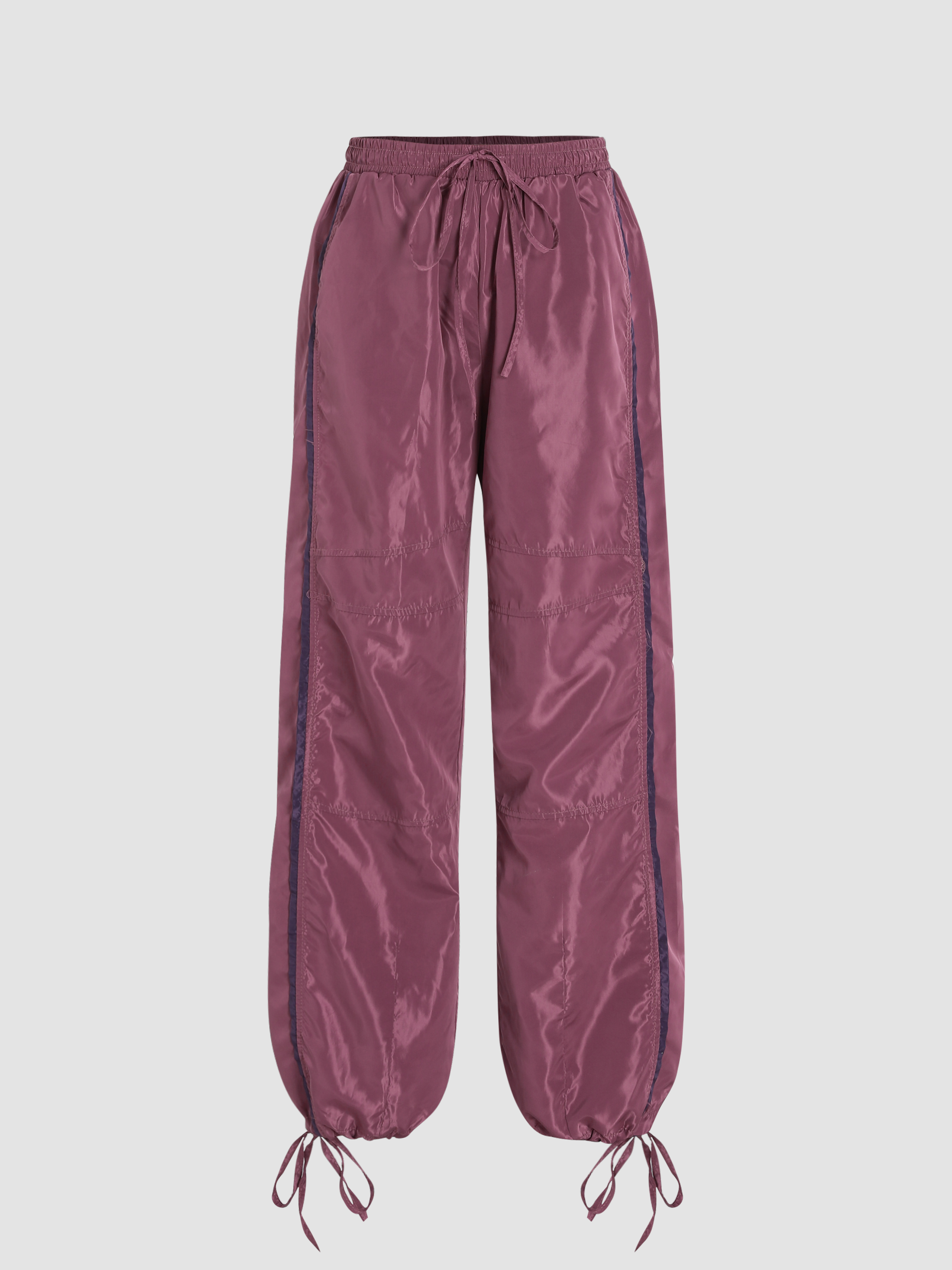 Solid Drawstring Parachute Joggers Cider