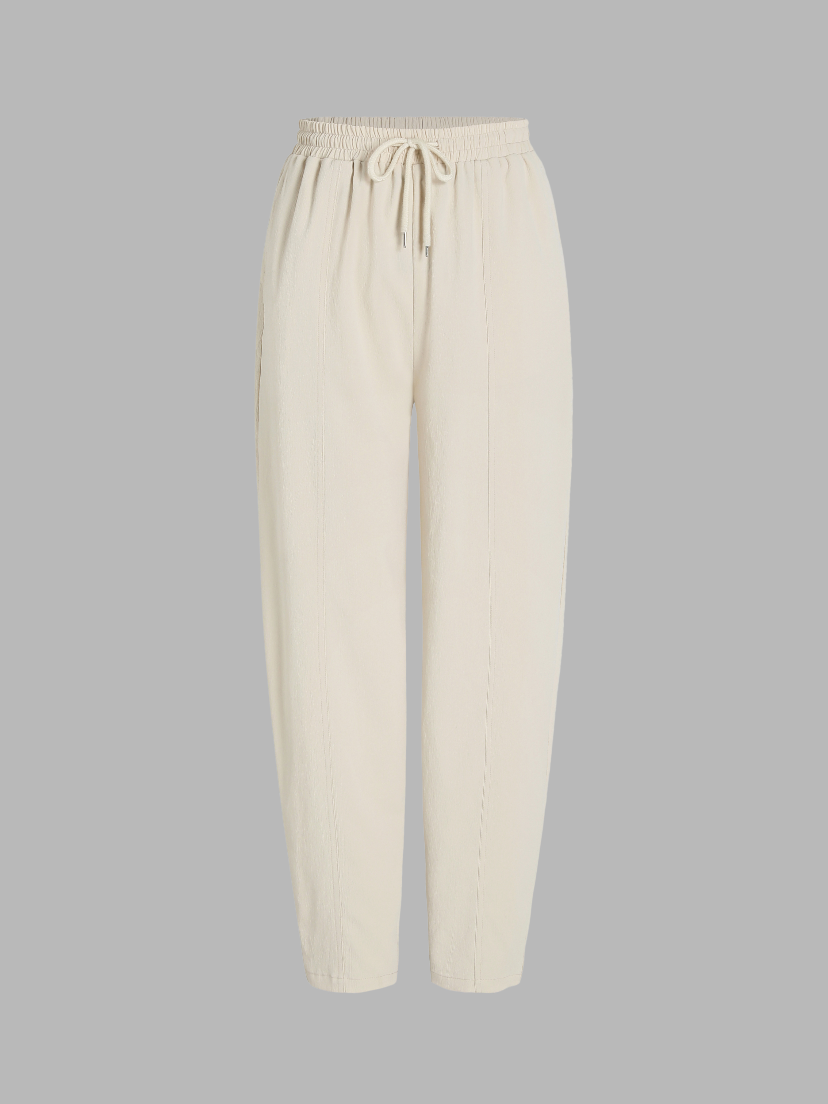 Solid Drawstring Stitch Tapered Pants Cider