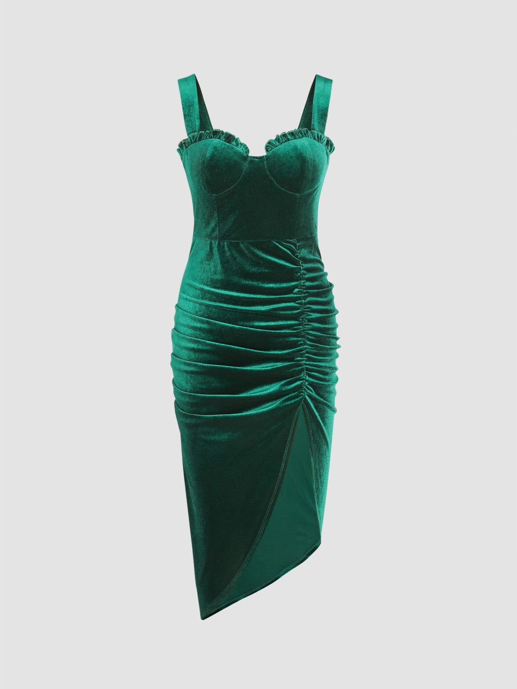 Side Ruched velvet dress-ALV