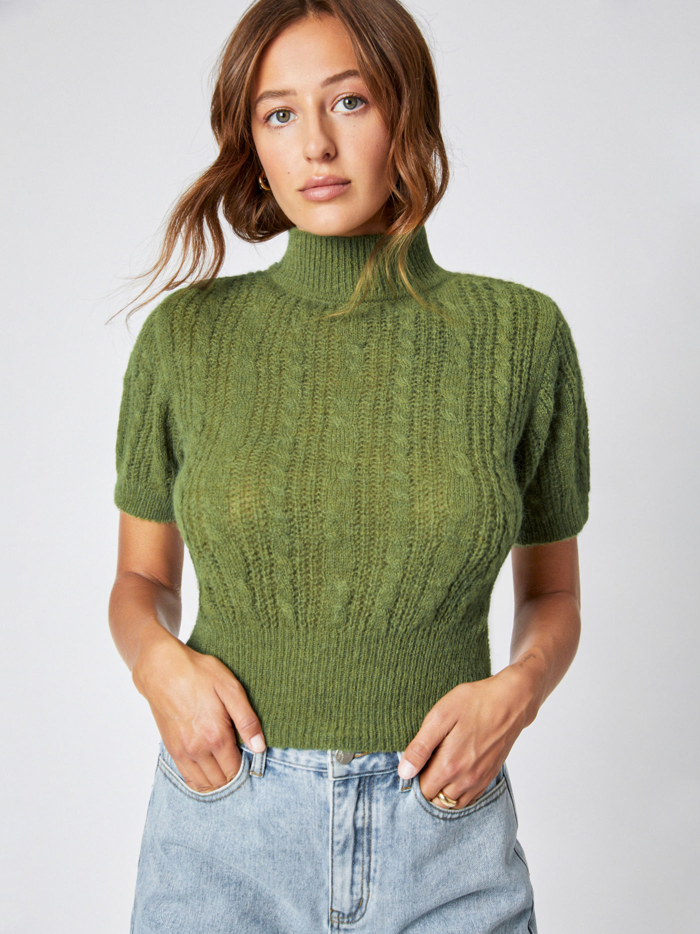 Maglione a collo alto in misto lana