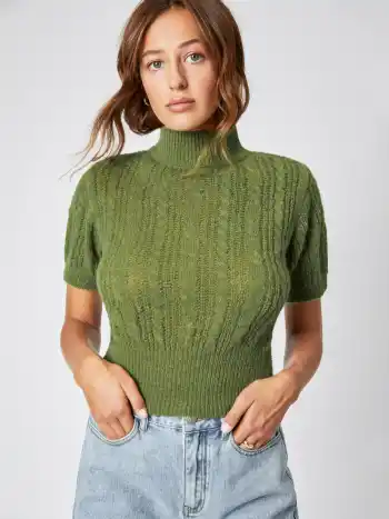 Wool-blend Texture High Neck Sweater