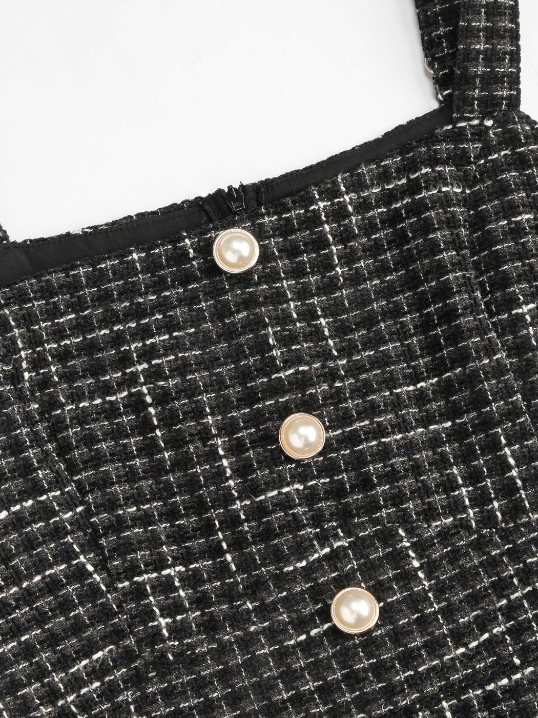 Jumpsuit mit geradem Bein aus Tweed-Perlendetail