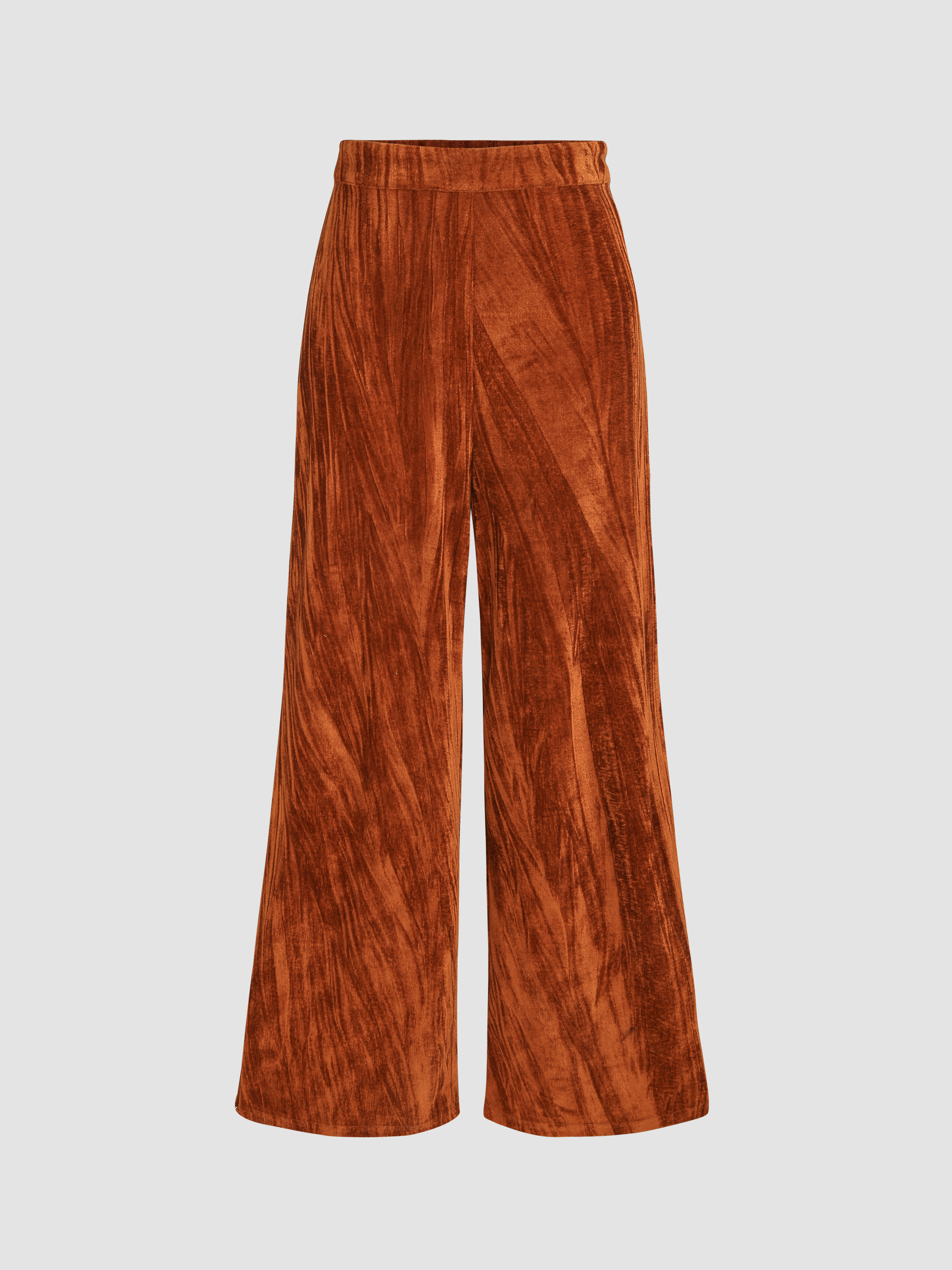 Velvet Solid Straight Leg Trousers Cider