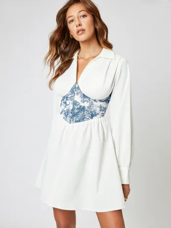 Toile de Jouy Patchy Shirt Dress
