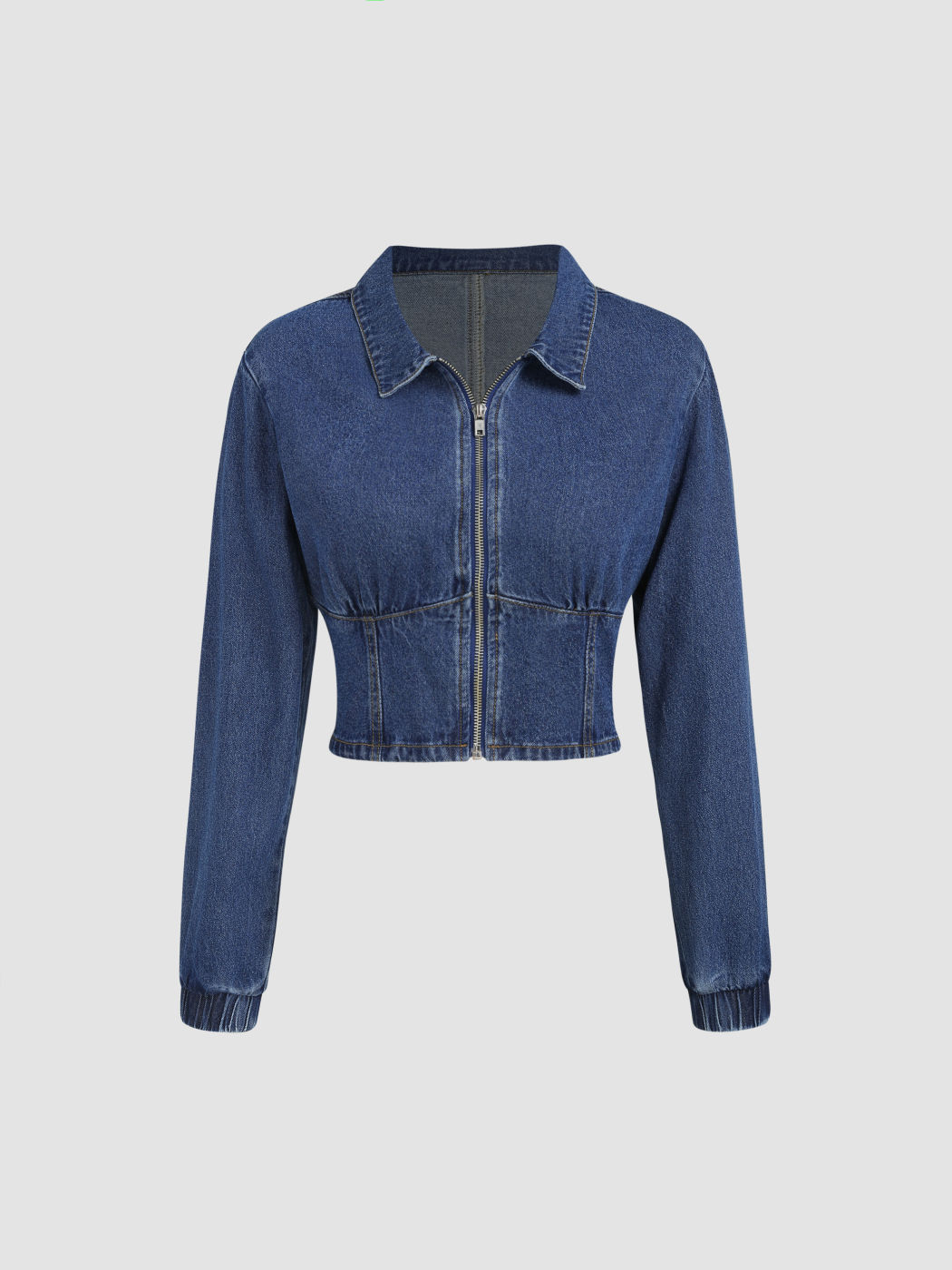 Korsett-Crop-Bluse aus Denim mit Reißverschluss