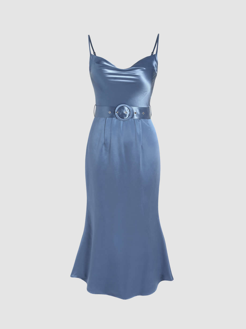 Formal Dresses Wedding Guest Dress Satin Satin Cowl Neck Midi Dress with  Belt For Coffee Shop Date Wedding Vacation Party/Clubbing