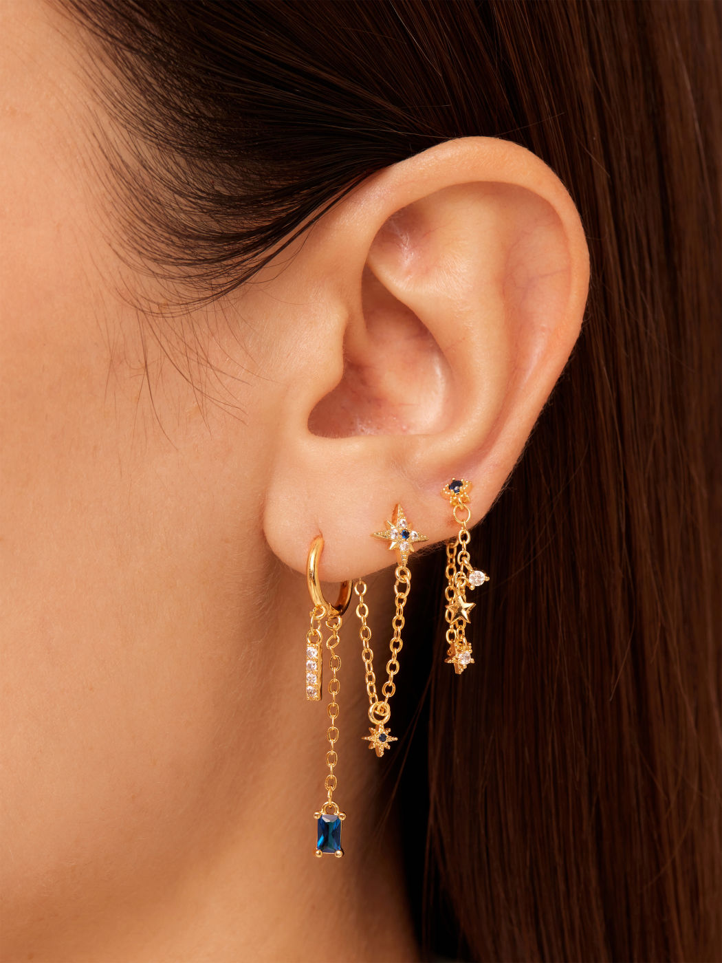 4pcs Sun & Star Earrings Set