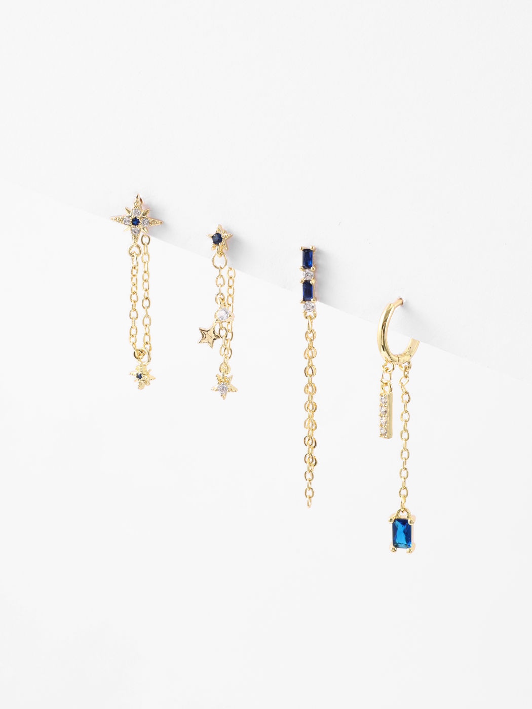 4pcs Sun & Star Earrings Set
