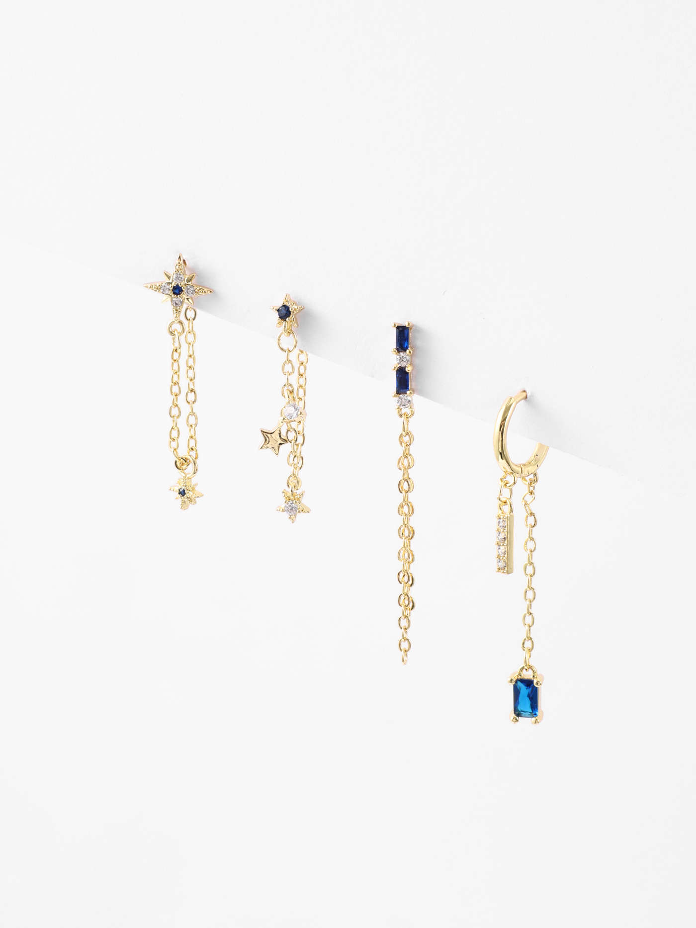 4pcs Sun & Star Earrings Set