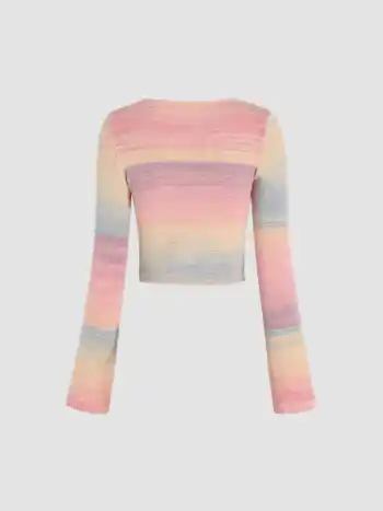 Top à manches longues en maille patchwork