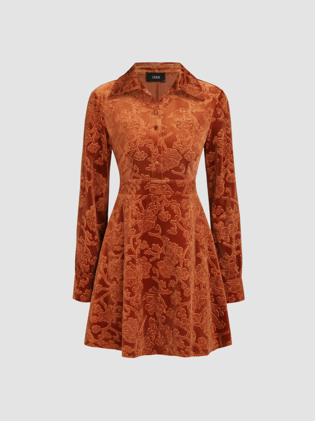 Geblümtes Jacquard-Samt-Minikleid