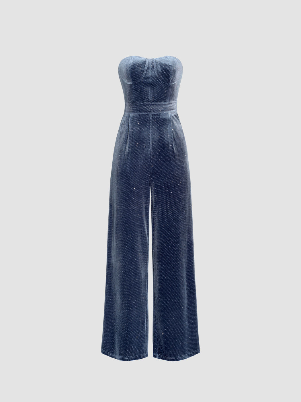 Strapless Sequins/Velvet Jumpsuit main image 0