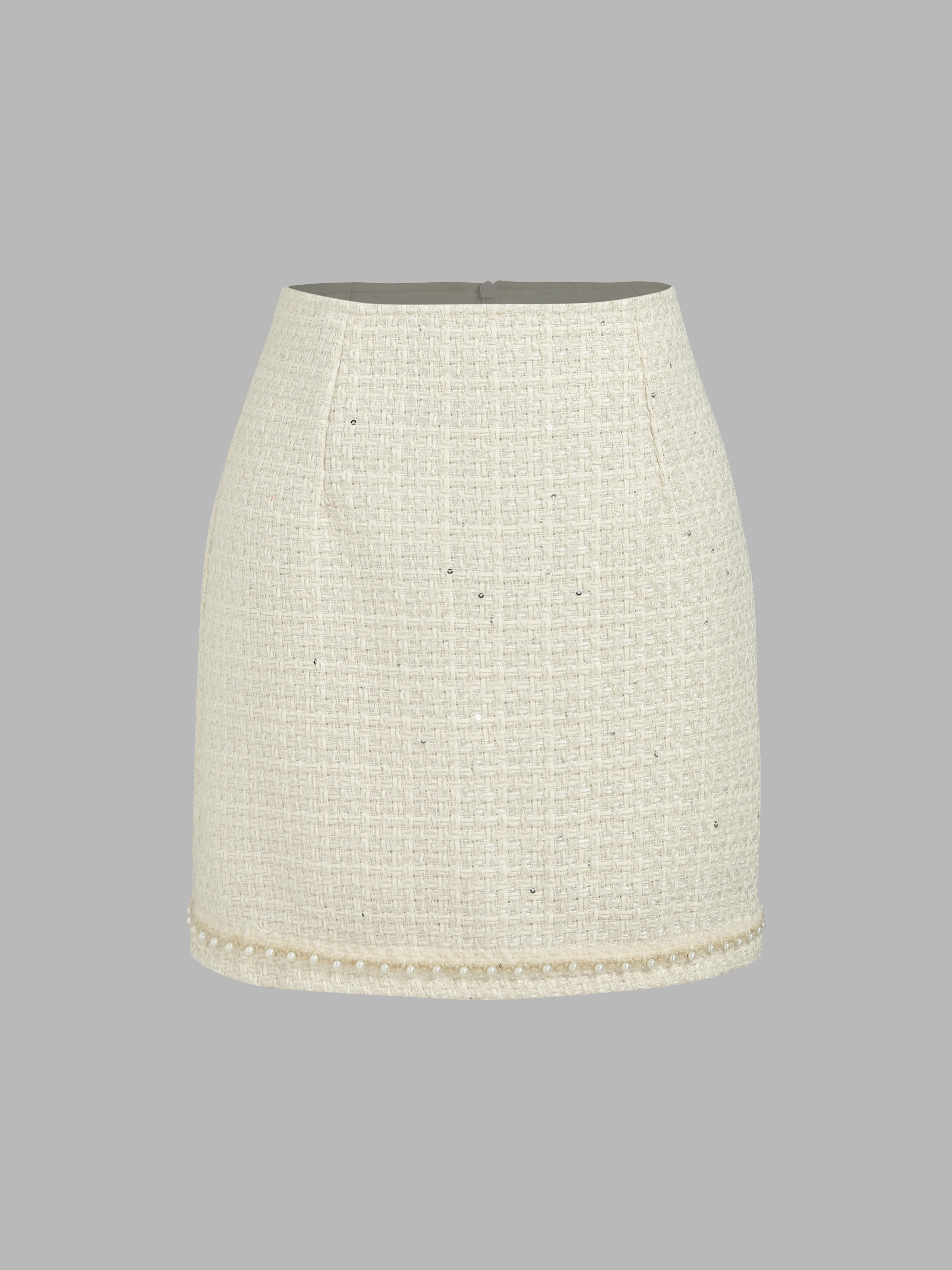 Fashionable Tweed Plaid Texture Casual Mini Skirt