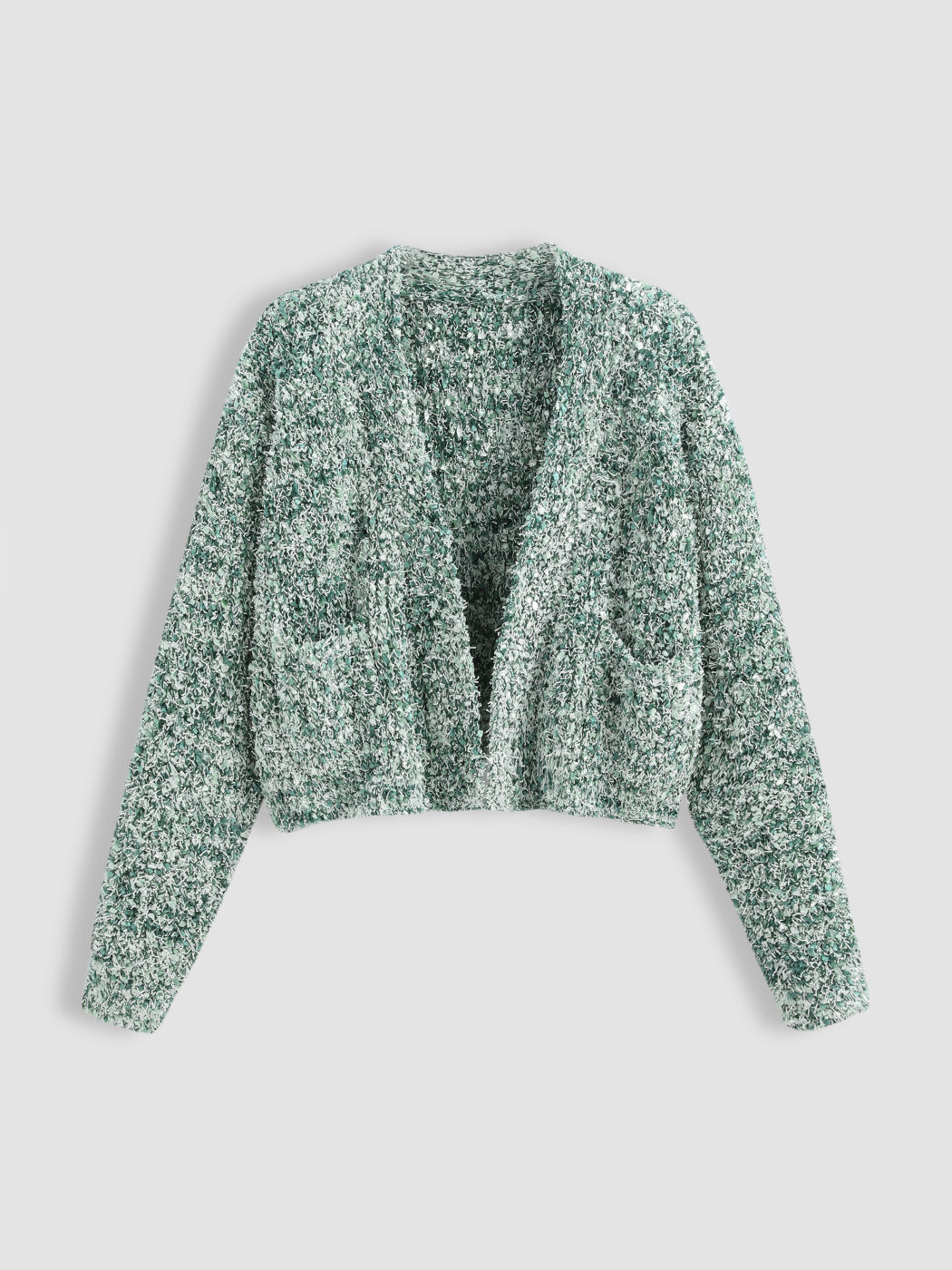 Solid, flauschige, übergroße Strickjacke