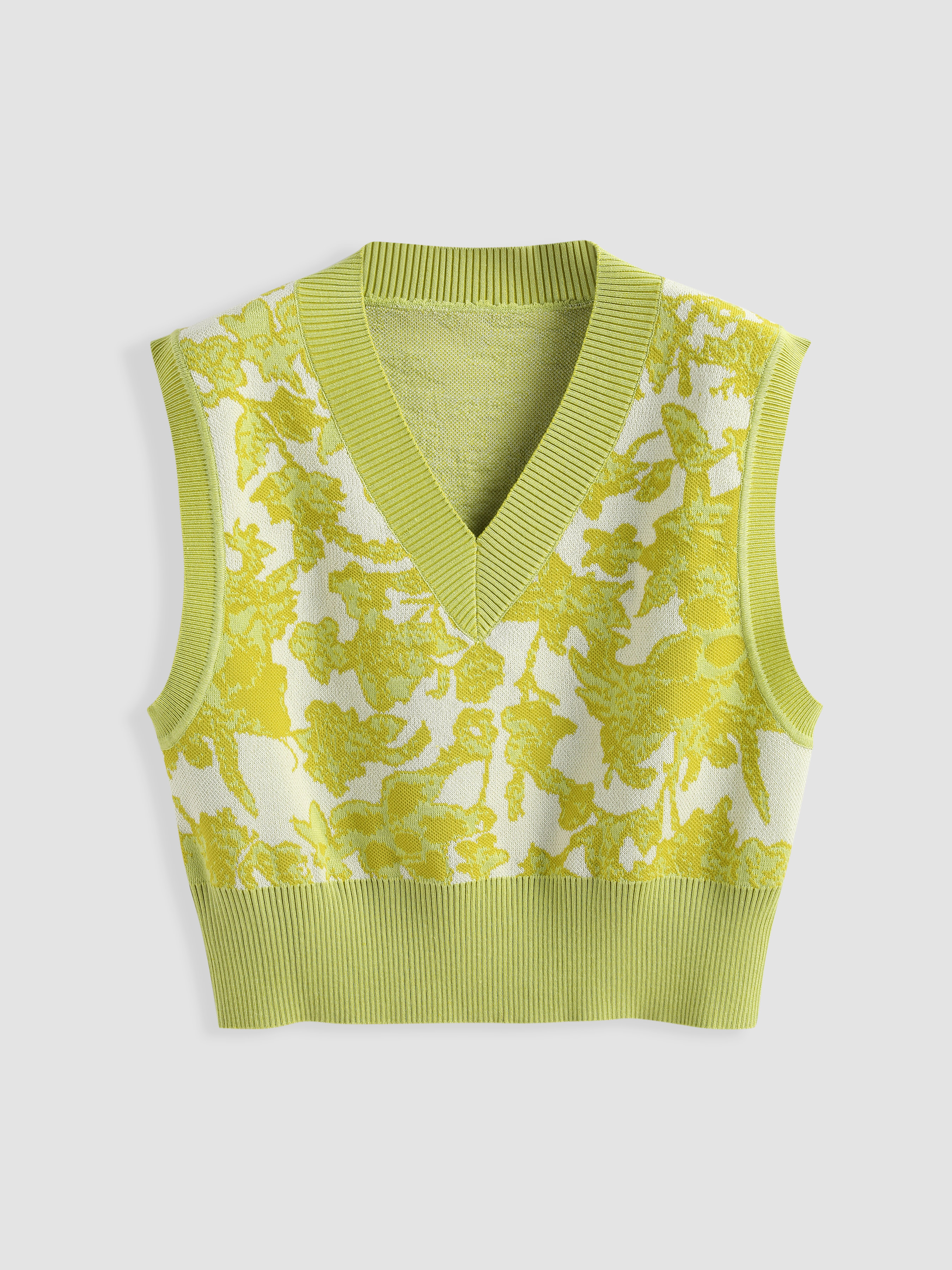 Floral Knitted Crop Vest Cider