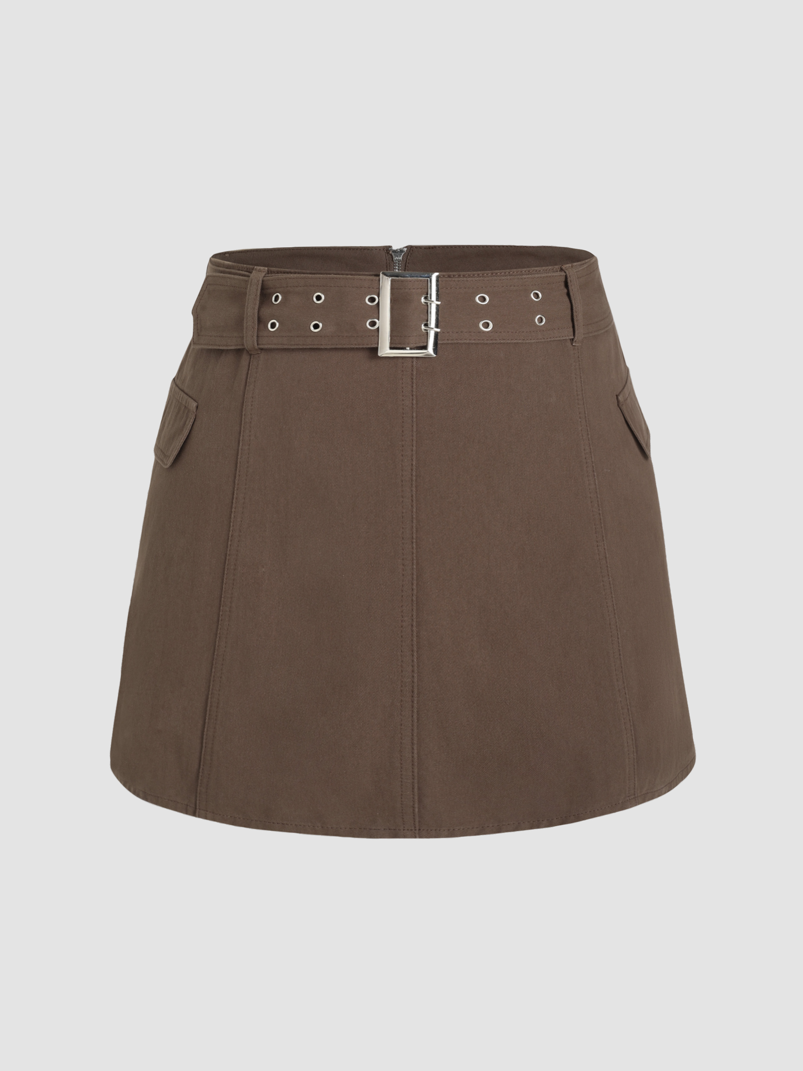 Denim Cargo Skirt With Belt Curve & Plus - Cider
