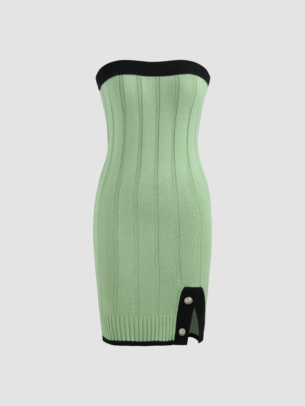 Knit Strapless Split Mini Dress