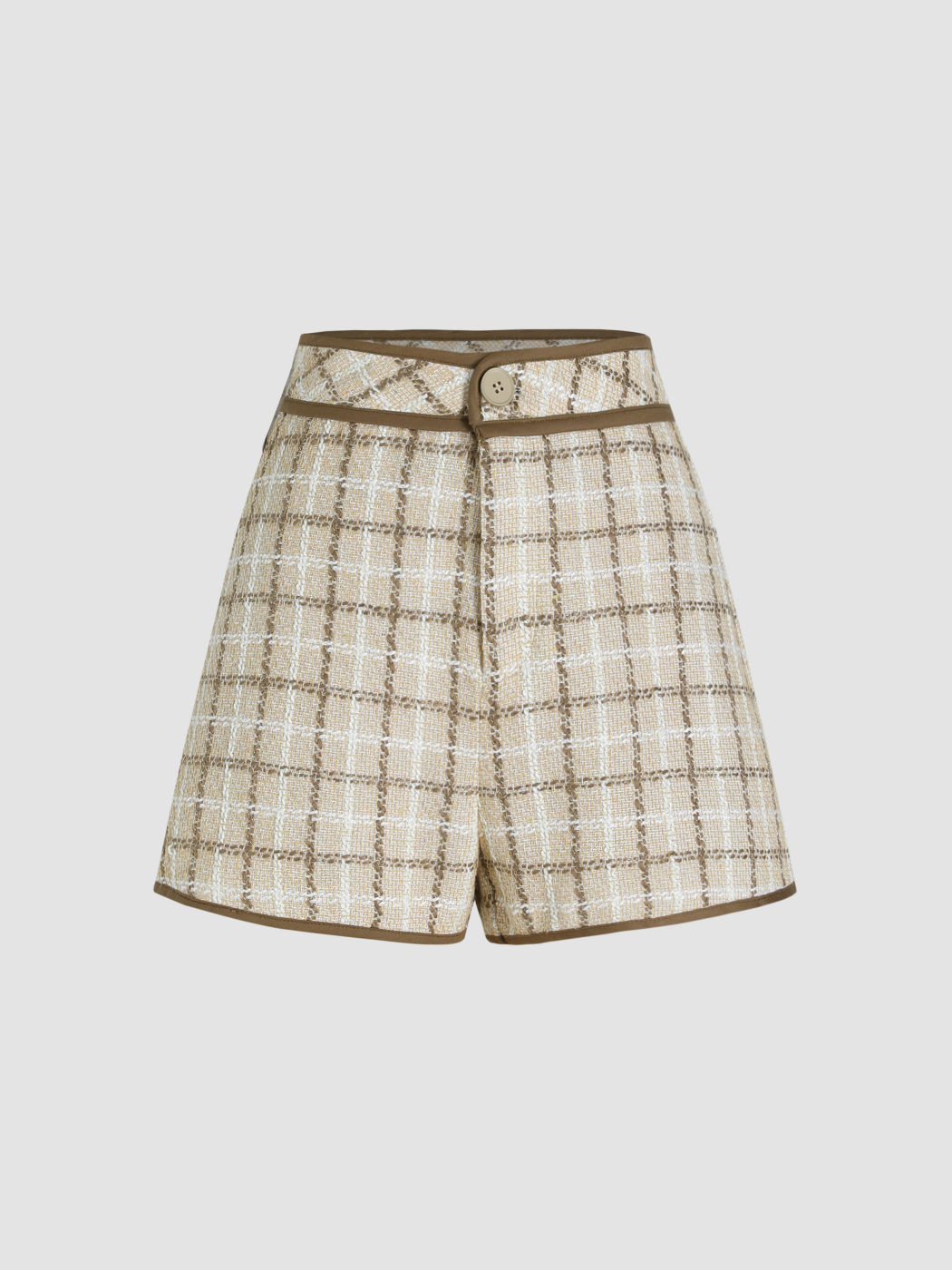 Tweed Plaid Button Shorts For School Daily Casual Date Vacation Work ...