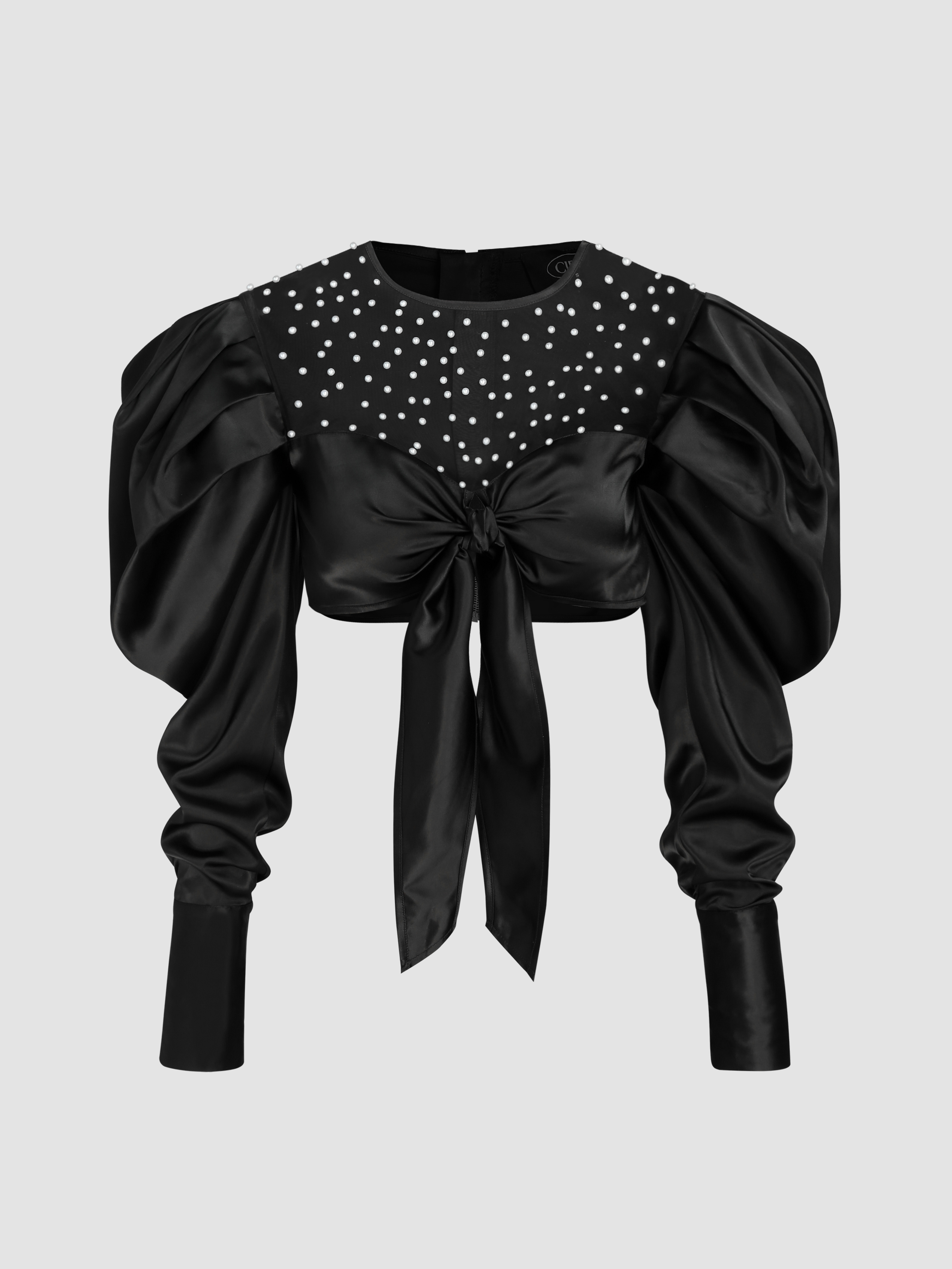 Sinister Angel Pearl Studded Cropped Blouse - Cider