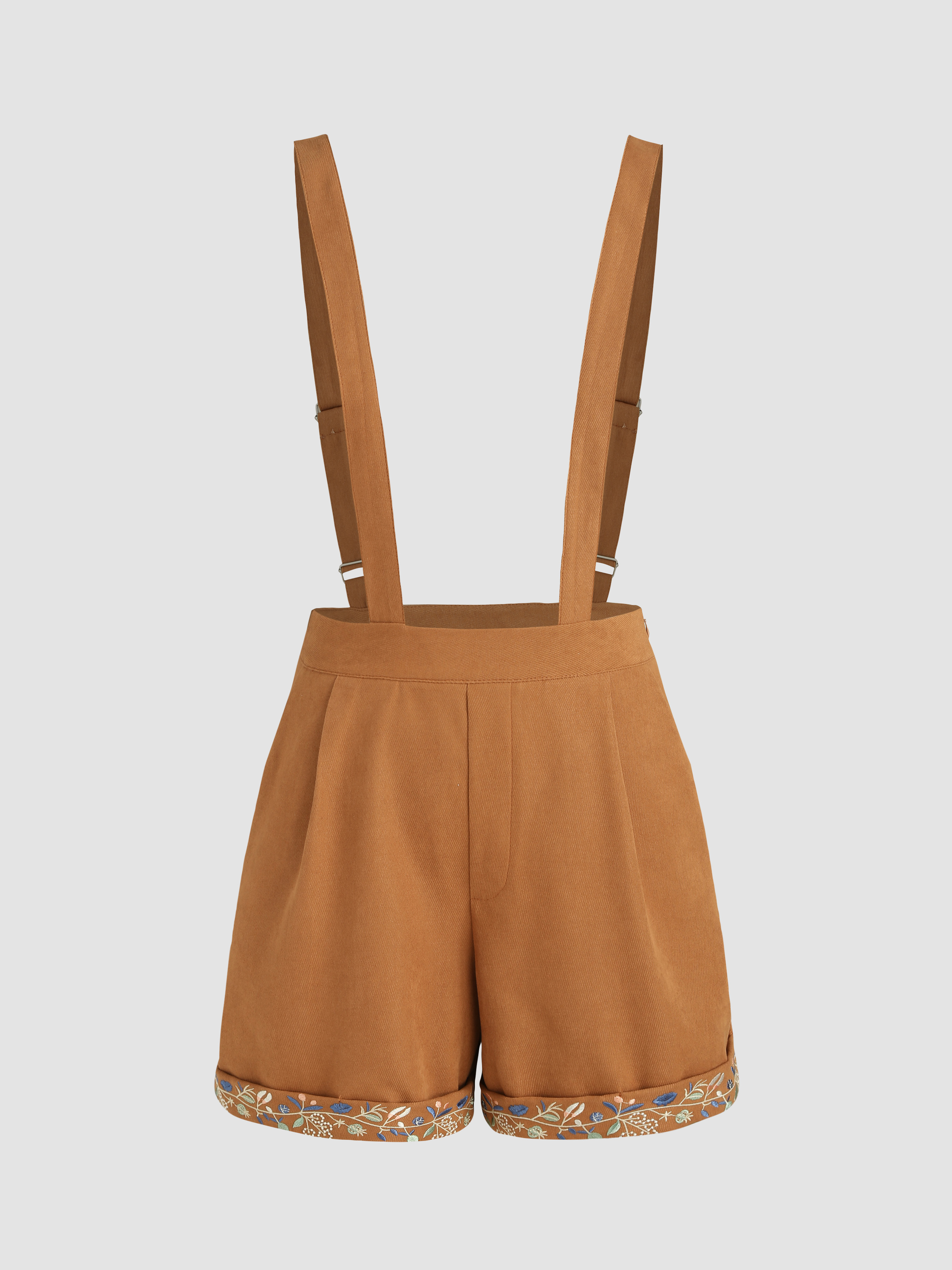 Floral Trim Corduroy Playsuit For School Holiday Picnic