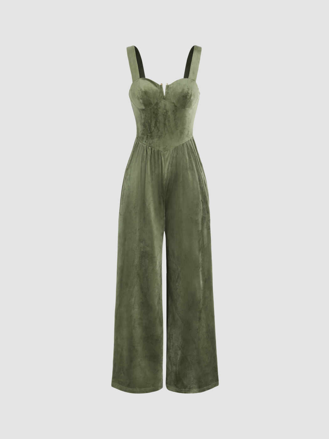 V-förmiger Jumpsuit aus festem Samt
