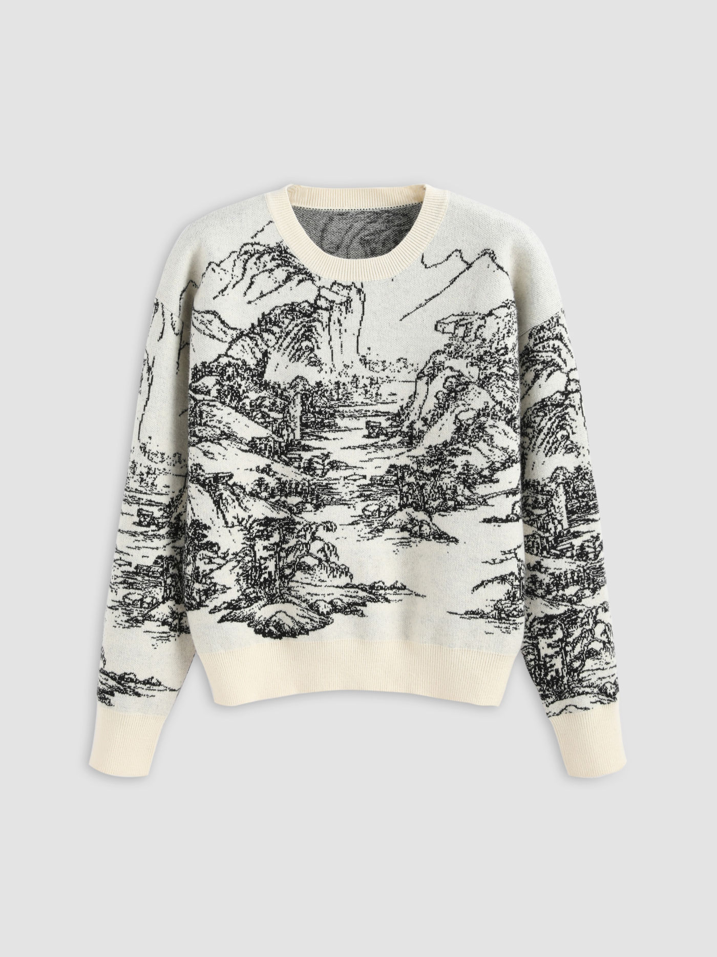 Pull à motif paysage