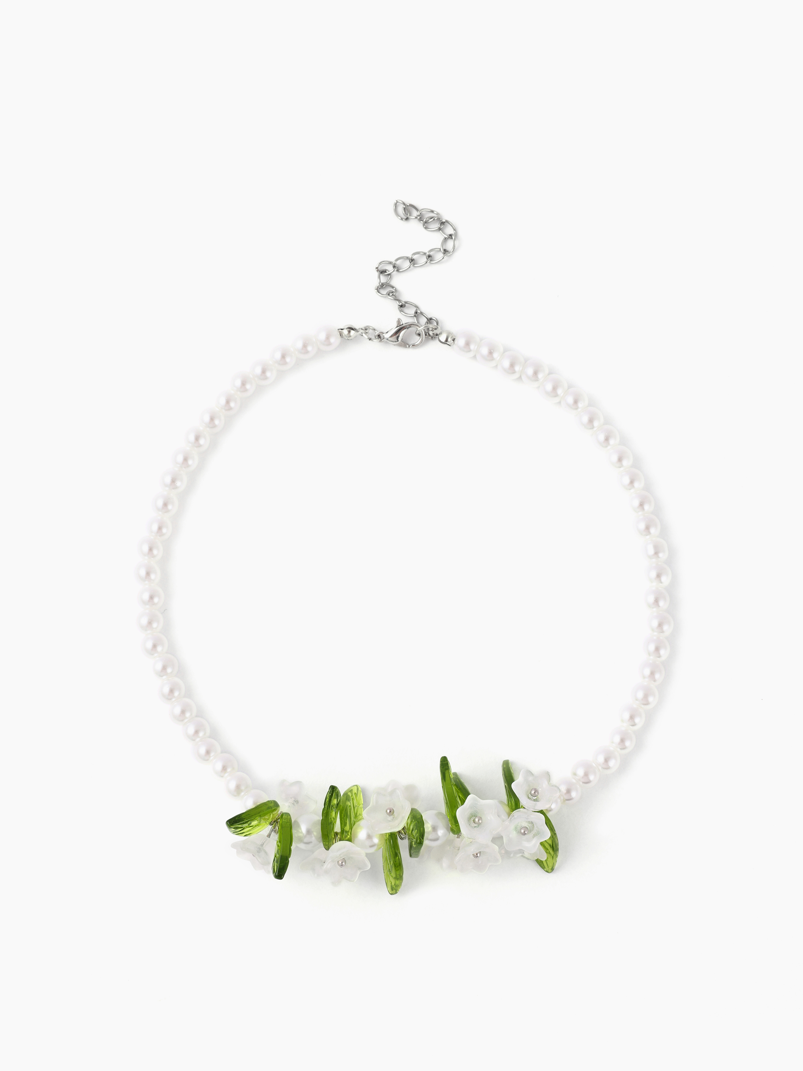 Faux Pearl & Flower Necklace Cider