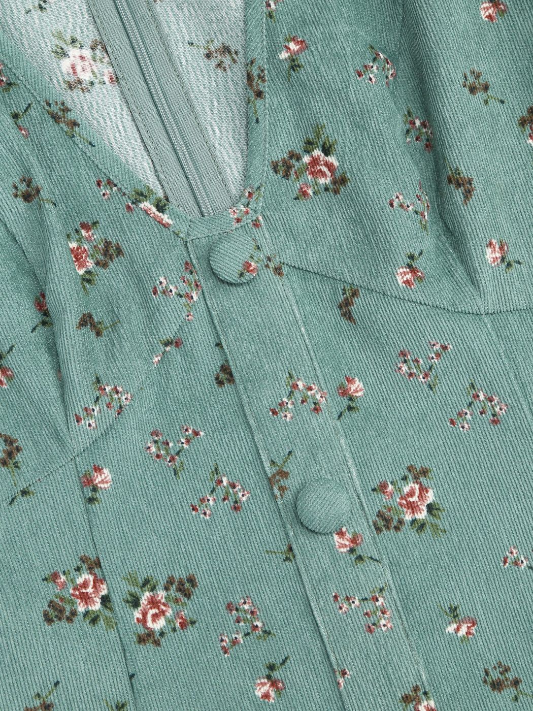 Ditsy Minikleid mit Blumenknöpfen