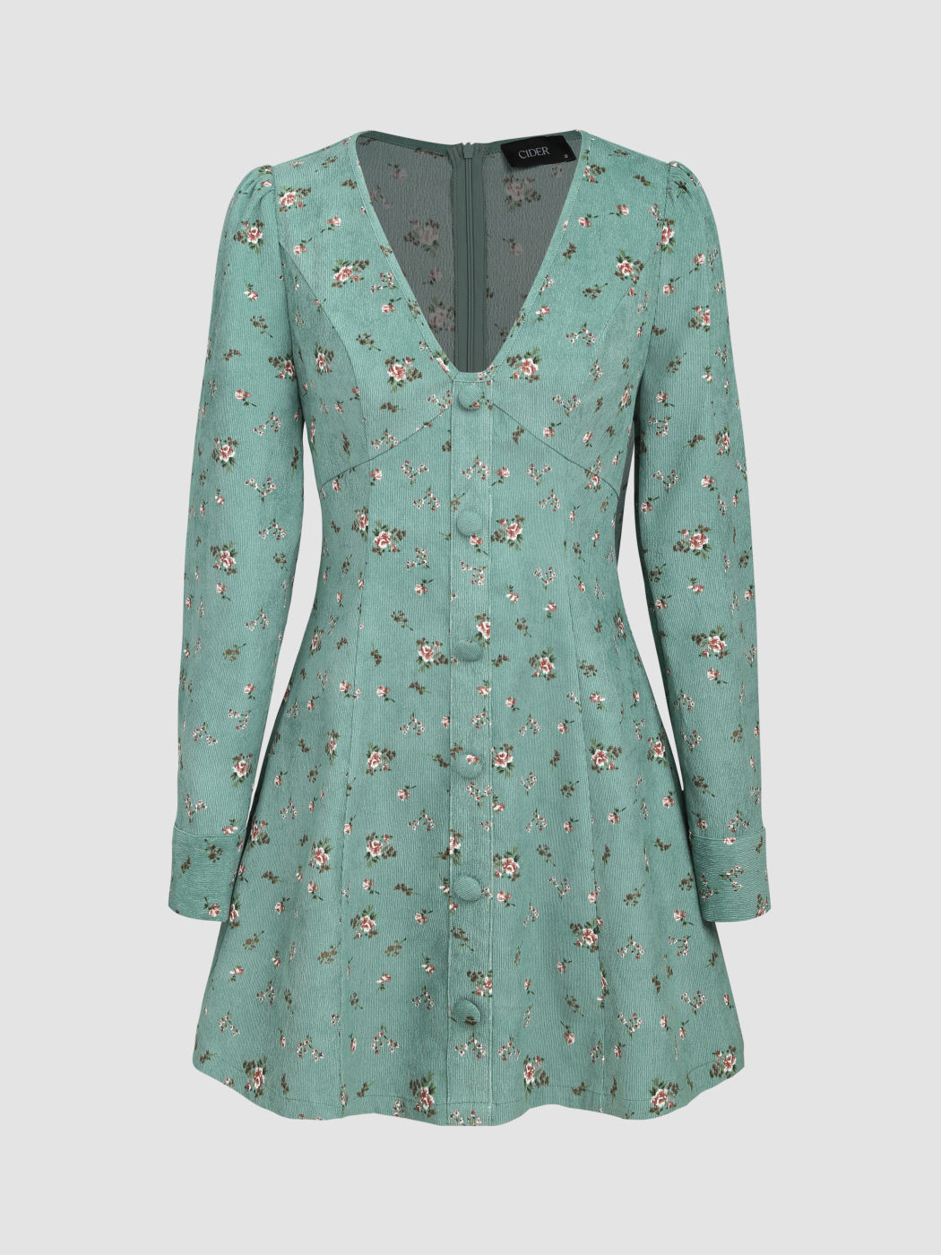Ditsy Minikleid mit Blumenknöpfen