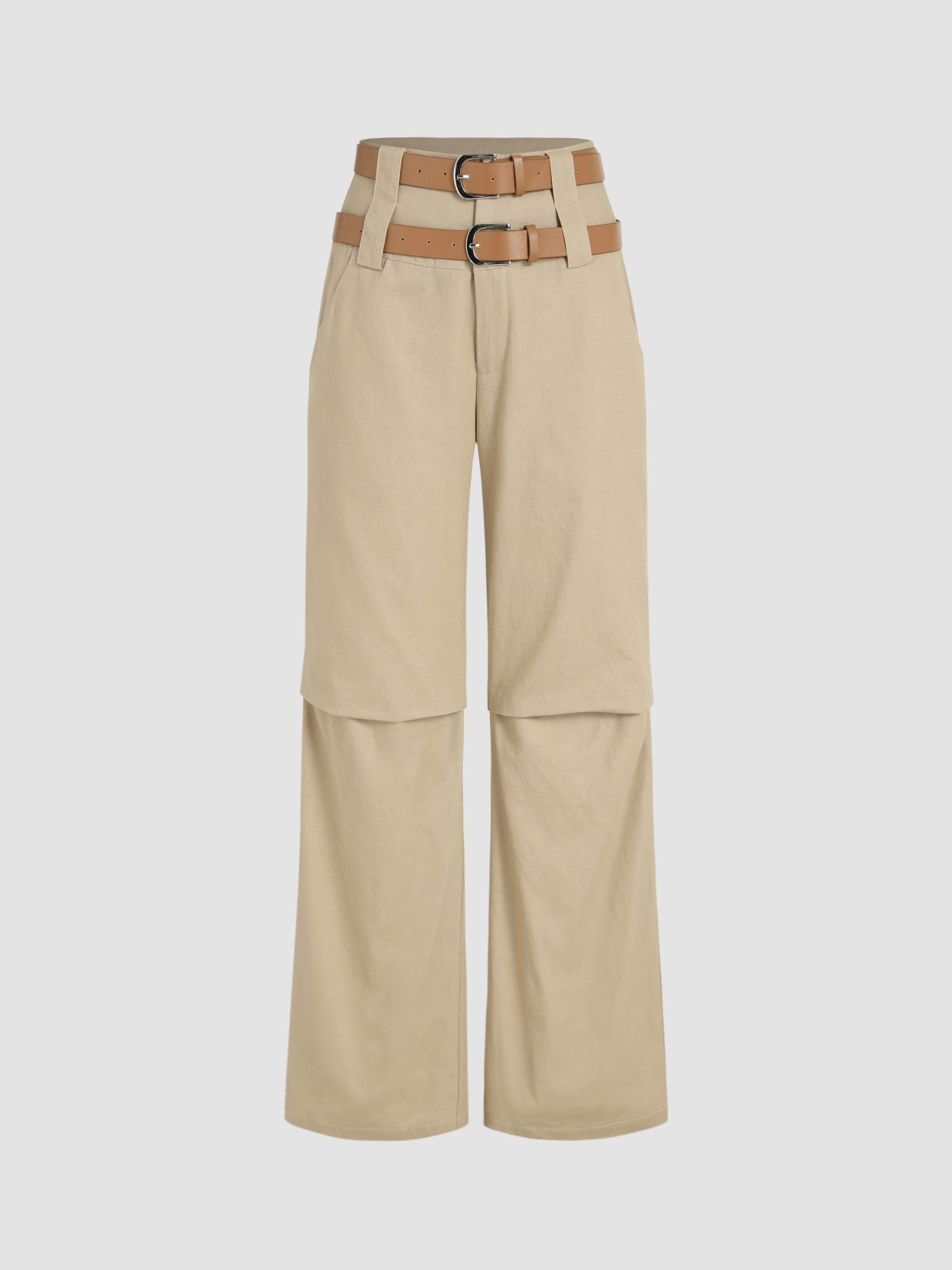 Double Belted Solid Trousers