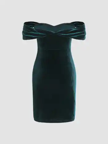 Schulterfreies Korsett-Minikleid aus Samt