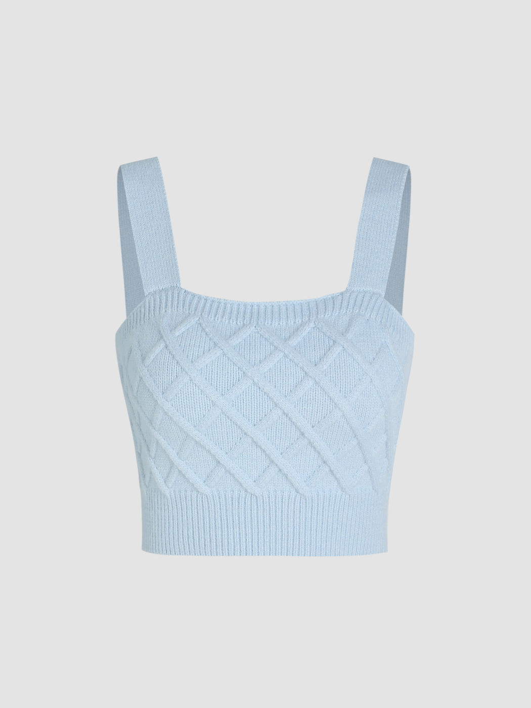 Solid Cable Knit Cami Crop Top