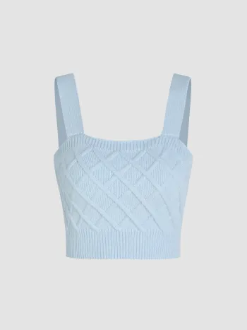  Einfarbiges Zopfmuster Cami Crop Top