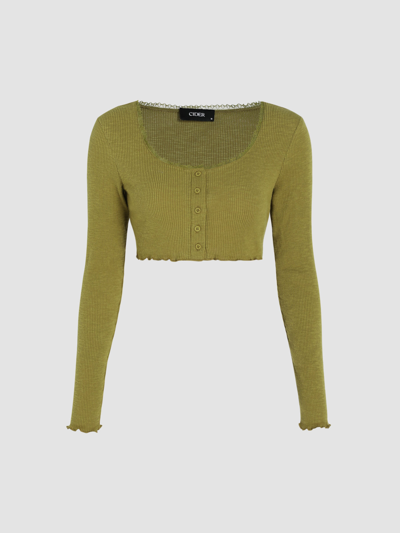 Lace Trim Button Up Crop Top