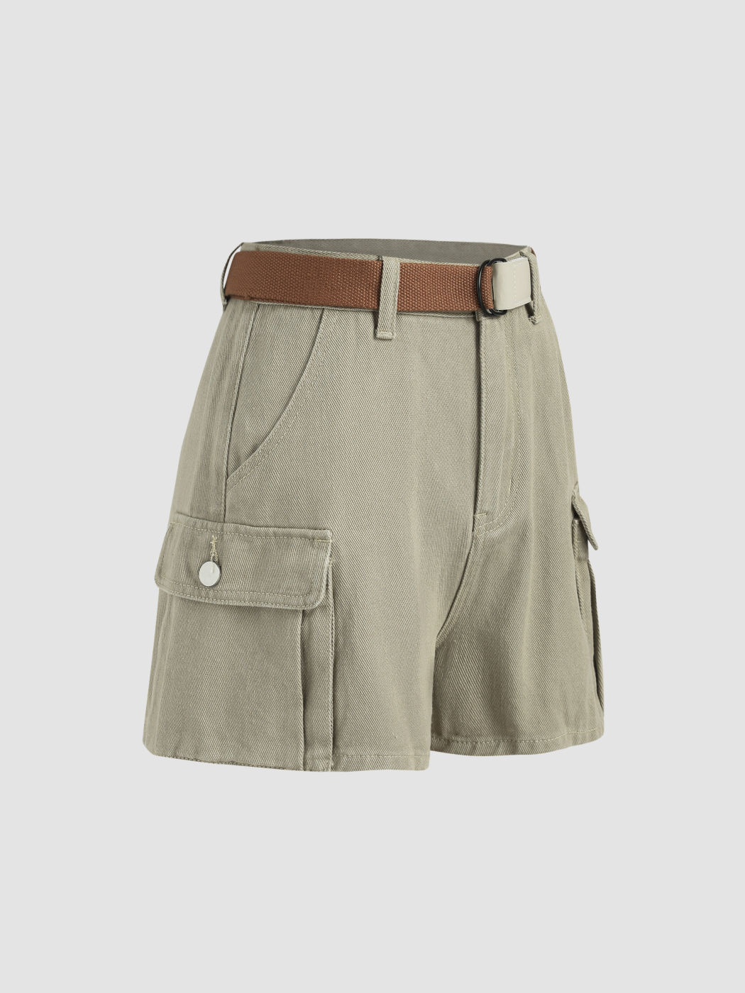 Denim Cargo Shorts With Belt