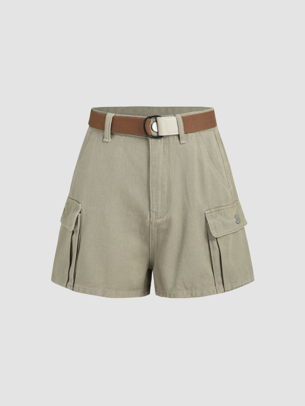 Denim Cargo Shorts With Belt