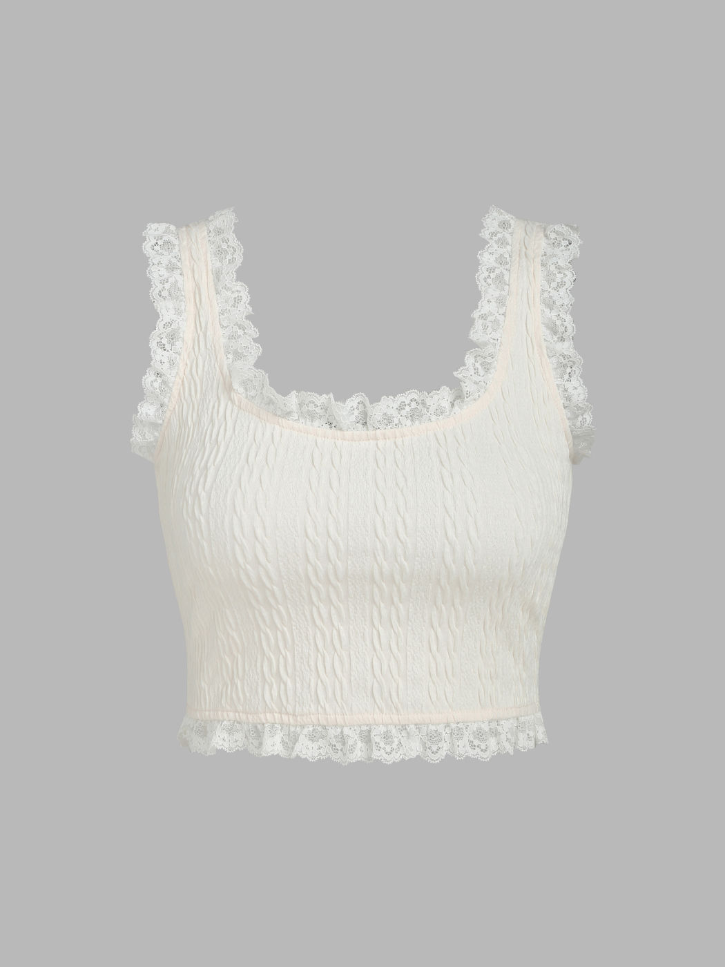 Solid Lace Trim Cami Tank Top For School Music Festival/Live House ...