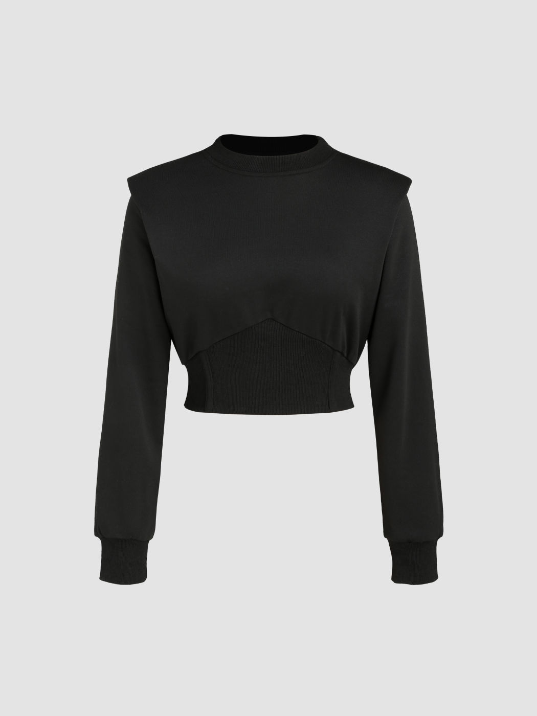  Terry Solid Crop Sweatshirt