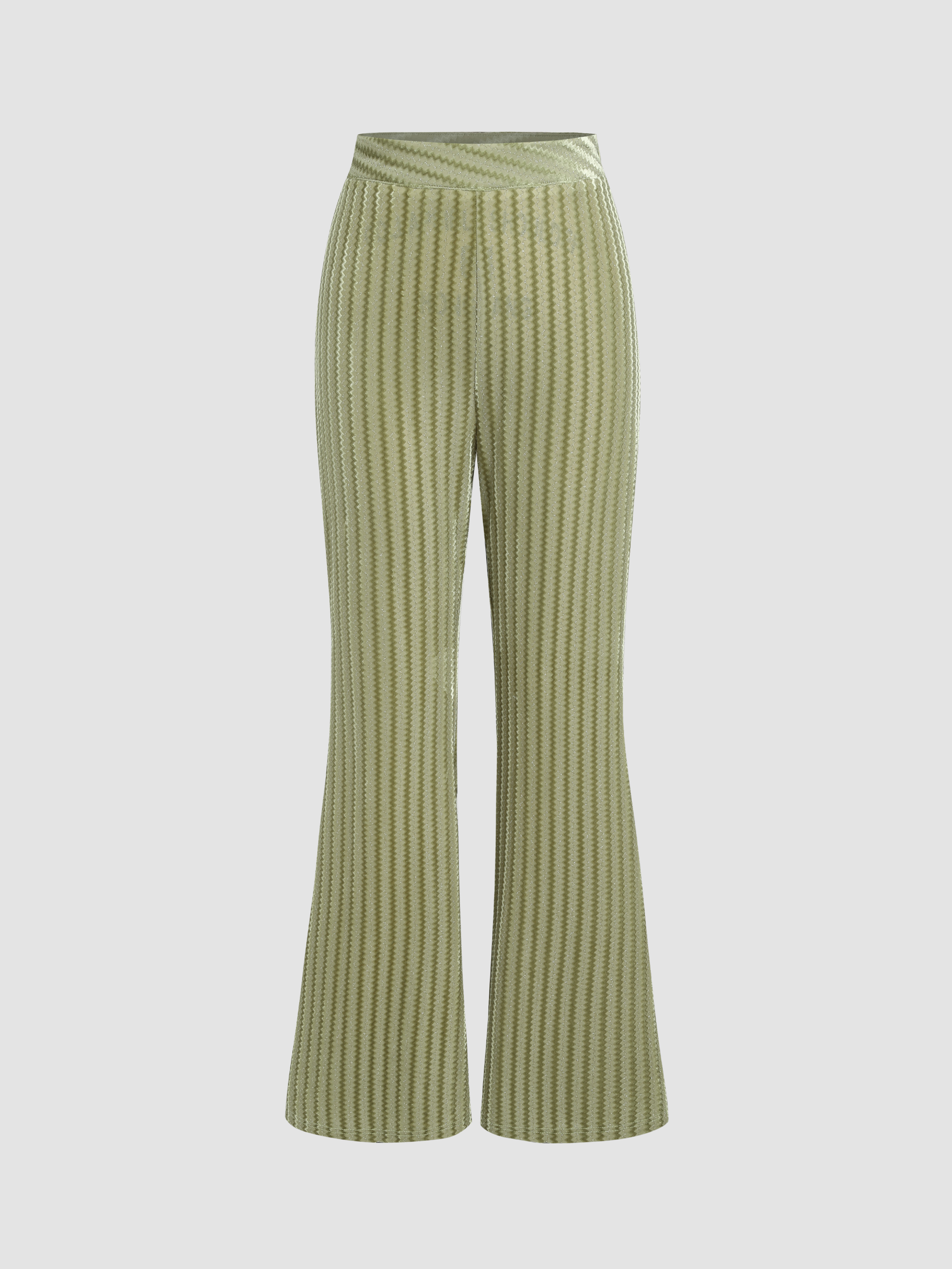 Solid Jacquard Flared Trousers Cider