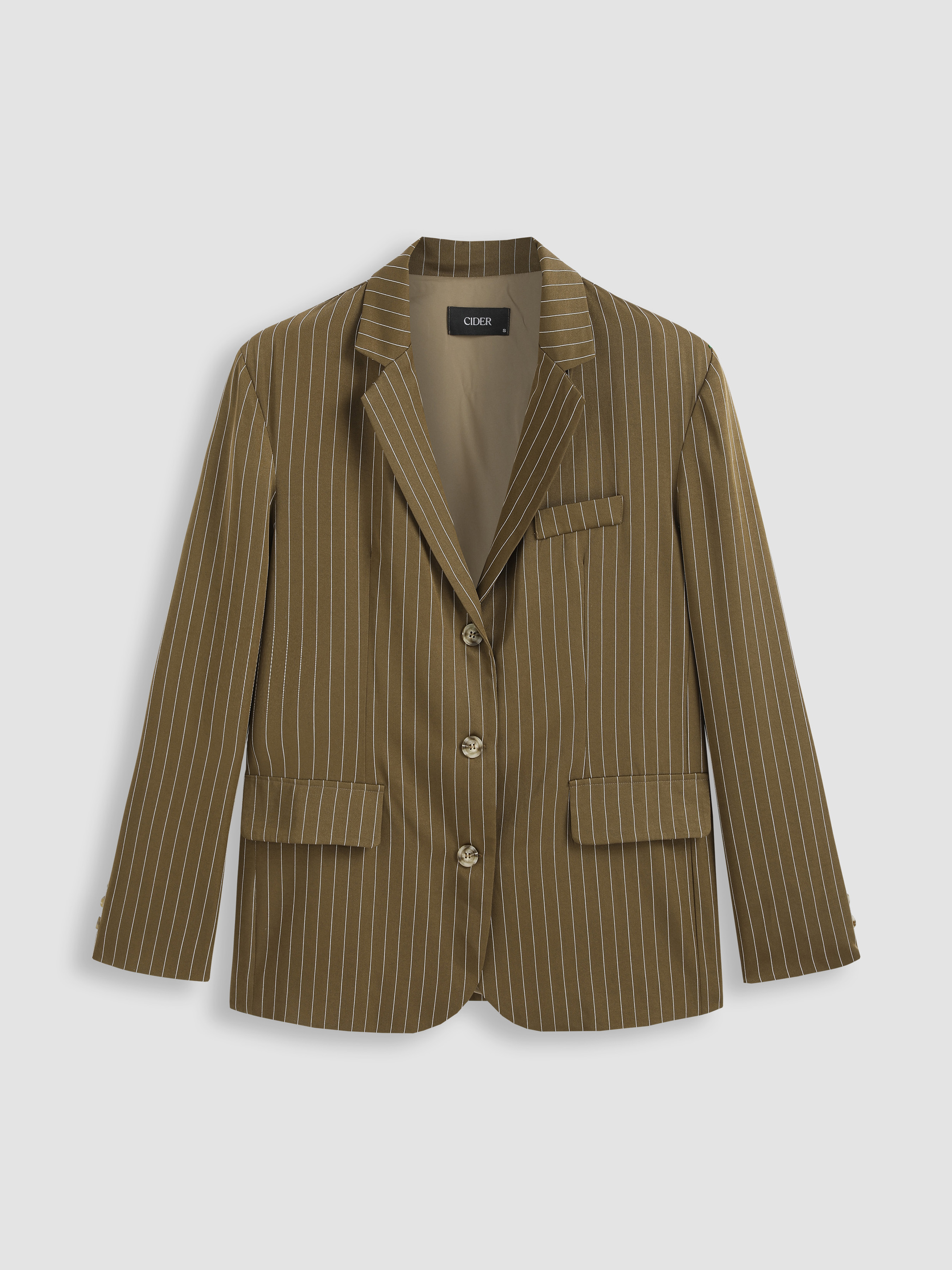 【Remagie】★Striped Oversized Blazer Woven Striped Oversized Blazer For Daily Casual Work
