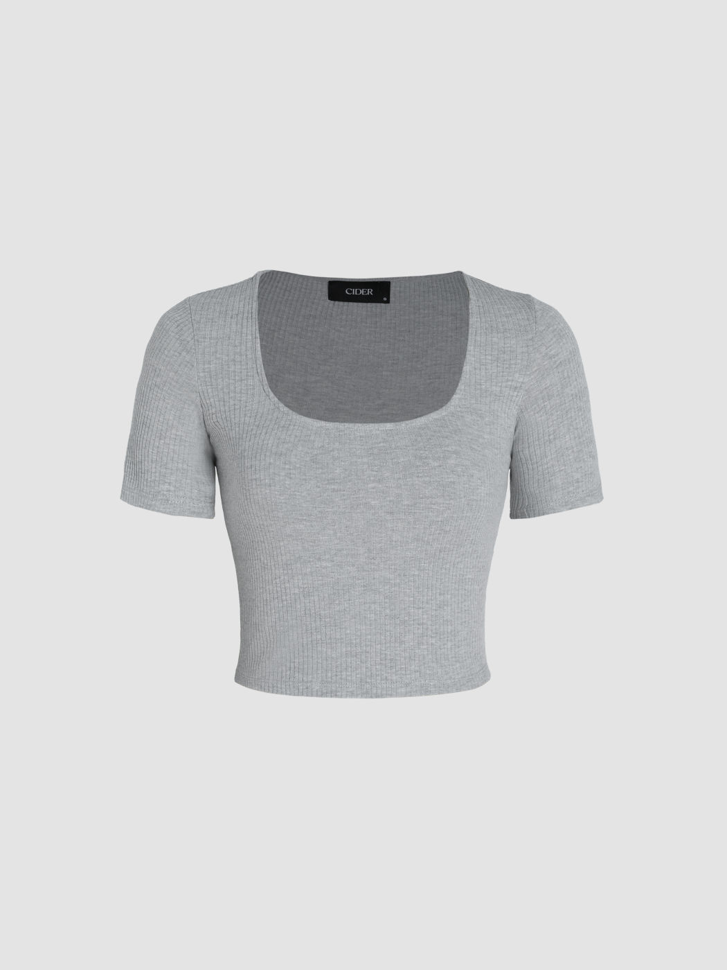 Einfarbiges Crop Top mit U-Ausschnitt und kurzen Ärmeln