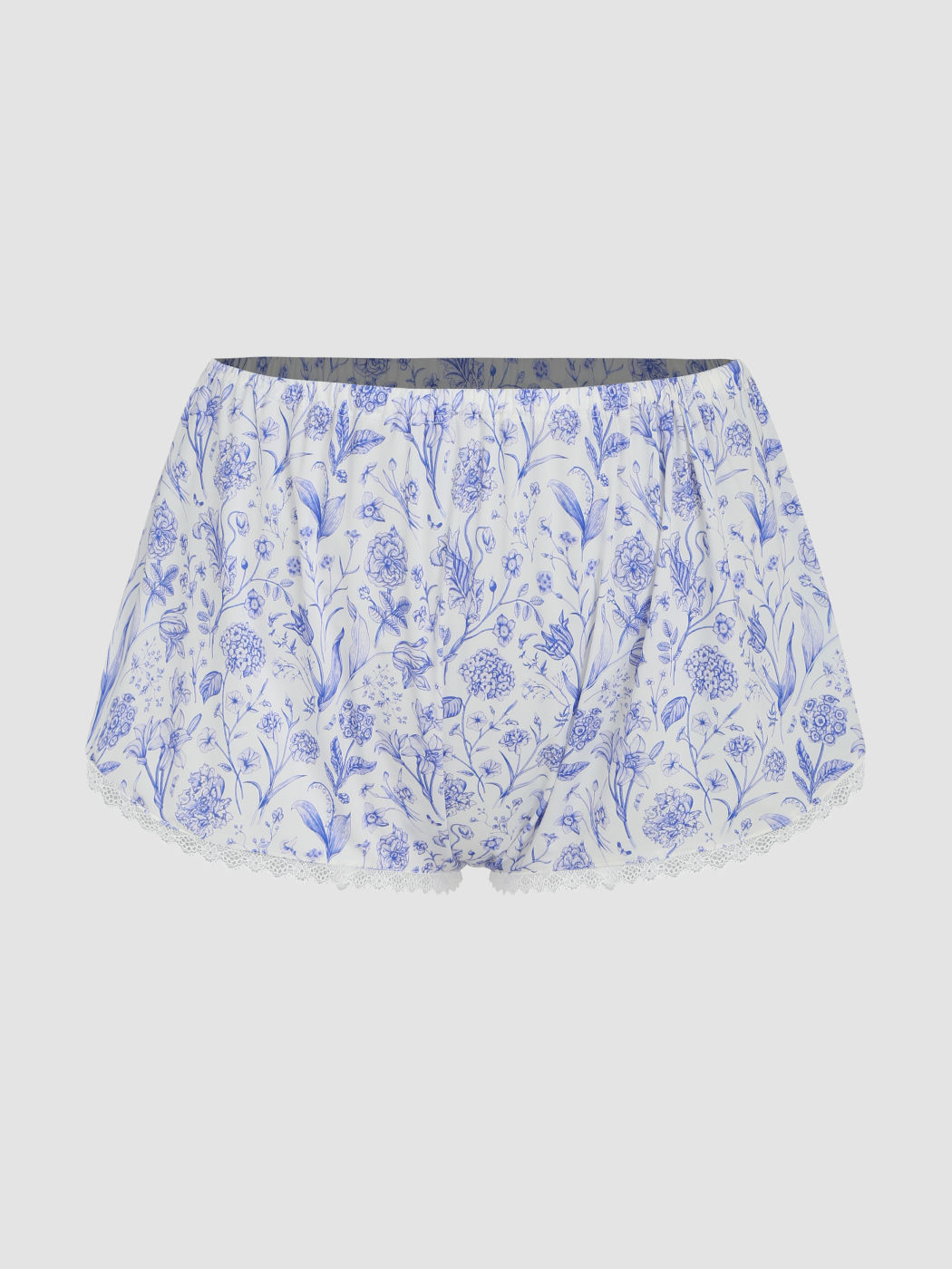  Satin-Spitzenbesatz Blumenmuster Mittlere Taille Boyshorts