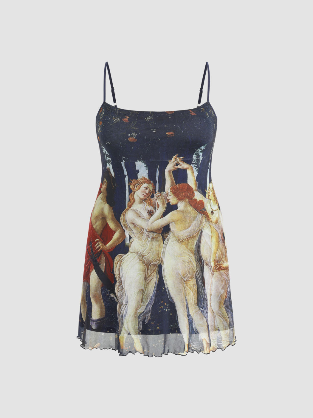 Figur Cami-Kleid aus Netzstoff mit Salatbesatz Kurve & Plus